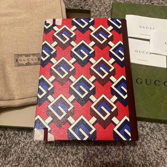 Gucci Red and Blue Geometric Pattern Notebook with Dustbag-Box - Picture 2 of 6